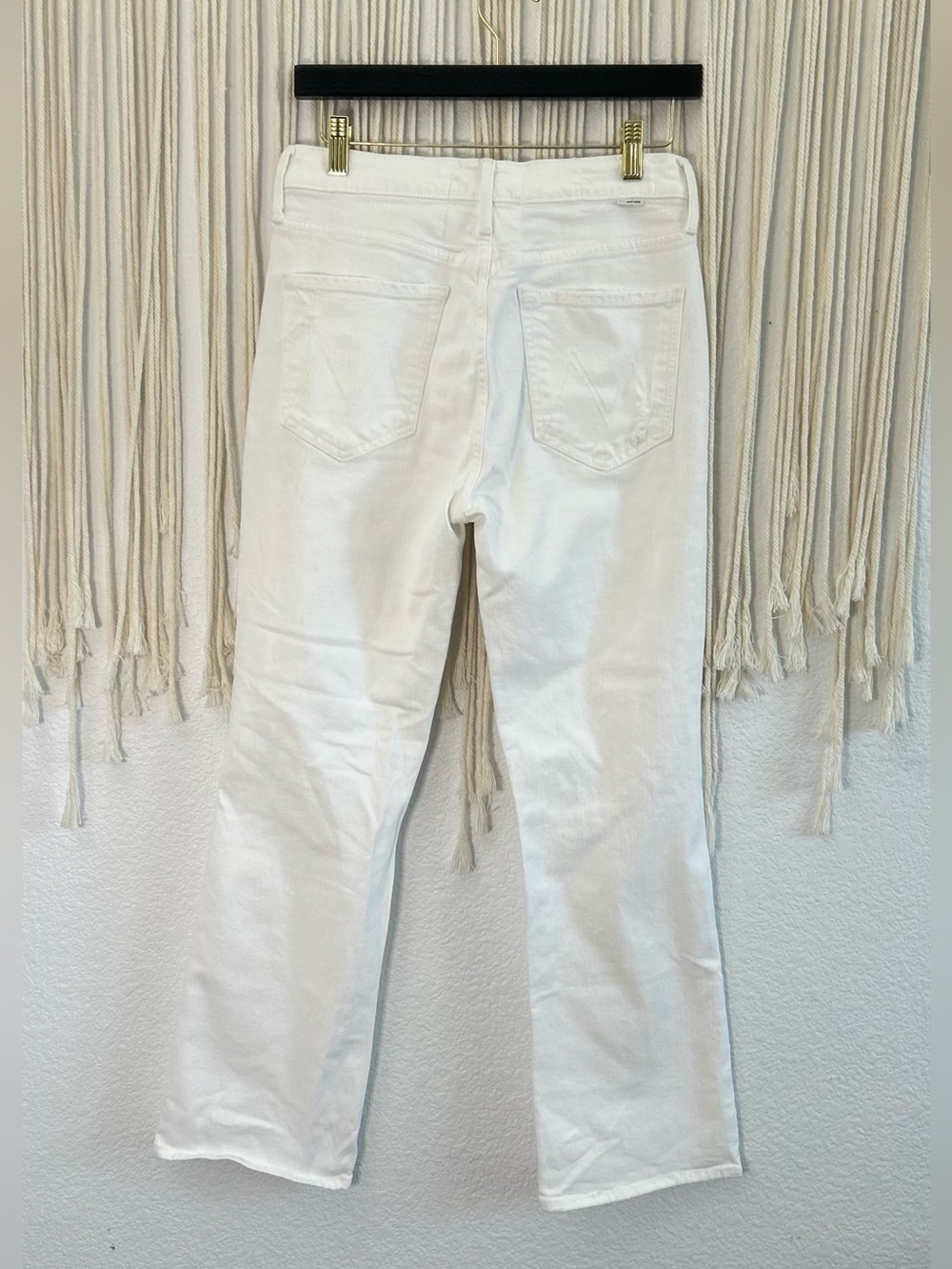 MOTHER SUPERIOR The Tripper white HighRise Straight-Leg Jeans with Knee Distress - Picture 9 of 16